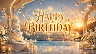 Luxury Ocean Birthday ✨ | Glowing Happy Birthday Sunset Celebration | 30 Min 4K TV Screensaver