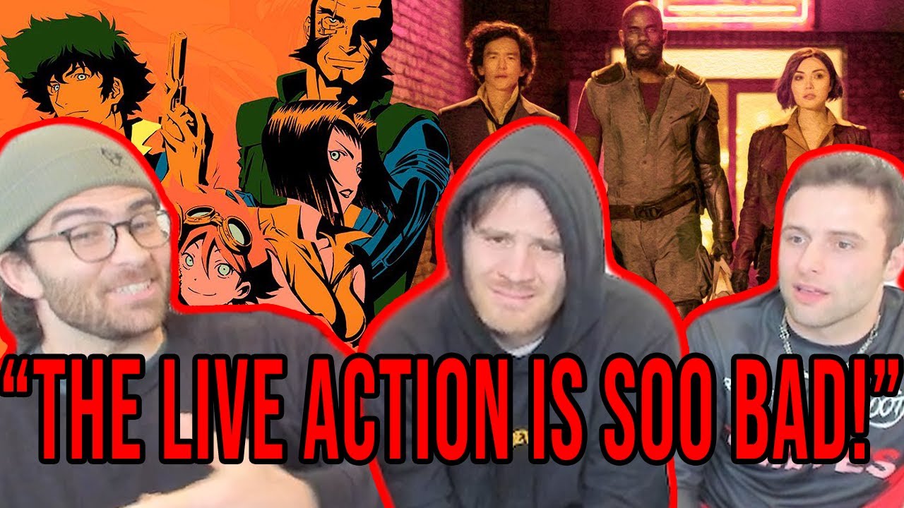 Hasanabi, Willneff and Austinshow reacting to cowboy bebop live action clips (its bad bad)