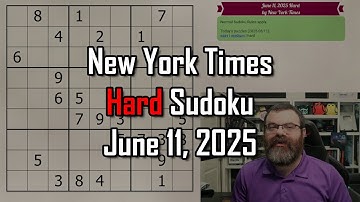 NYT Hard Sudoku Walkthrough | June 11, 2025