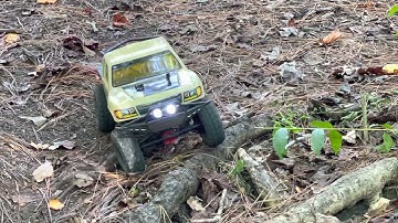 Axial scx 10 2 Honcho quikvid crawl with good suspension flex.