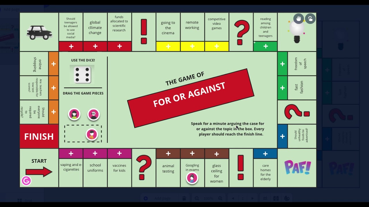 Speak Easy ESL House Board Game