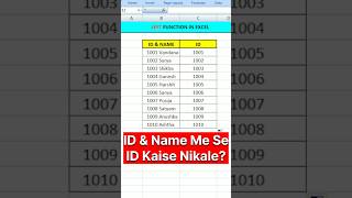 Excel LEFT Function in Hindi | ID & Name Me Se Sirf ID Kaise Nikale? #Excel #Shorts #ExcelTips #pc