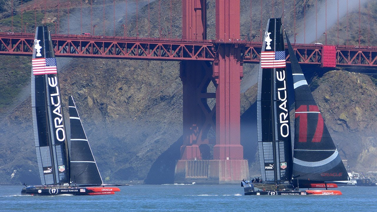 America's Cup: Two Boat Demo by Oracle Team USA, June 26 2013 - YouTube