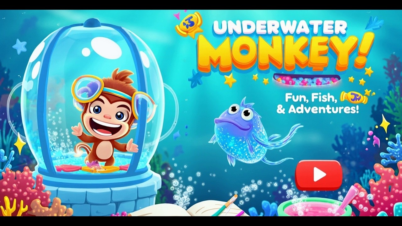 Underwater Monkey Adventure 🐒🌊: Fun, Fish 🐟, & Magical Ocean Stories 📖 for Kids!