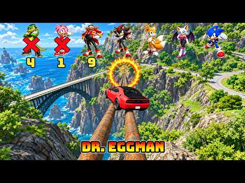 🚀 Sonic and Pals Acceleration Test(Downhills Ring Fire Challenge) - Survival Challenge Beam.NG Drive