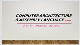 CALL Notes  ( BCA 3rd semester)             unit -1st handwritten notes