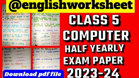 Class 5 Computer Half Yearly Exam Question Paper 2023-24|Half Yearly Exam|Class 5 Computer worksheet