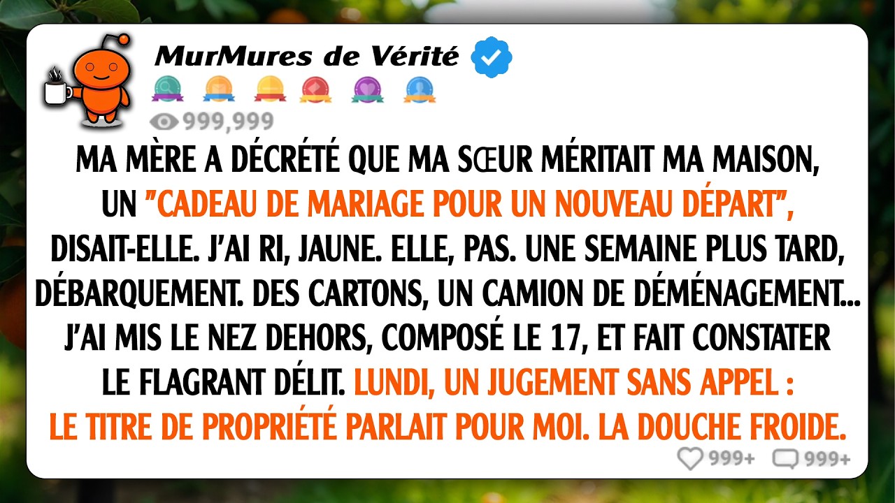 Ma mère a dit que ma sœur méritait ma maison comme 