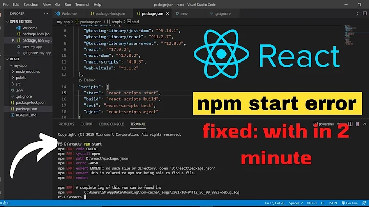 npm start not working / How to fix npm error React  /npm start error node js /npm start in vs  code