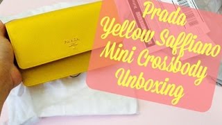 PRADA UNBOXING | Yellow Saffiano Mini Crossbody Bag
