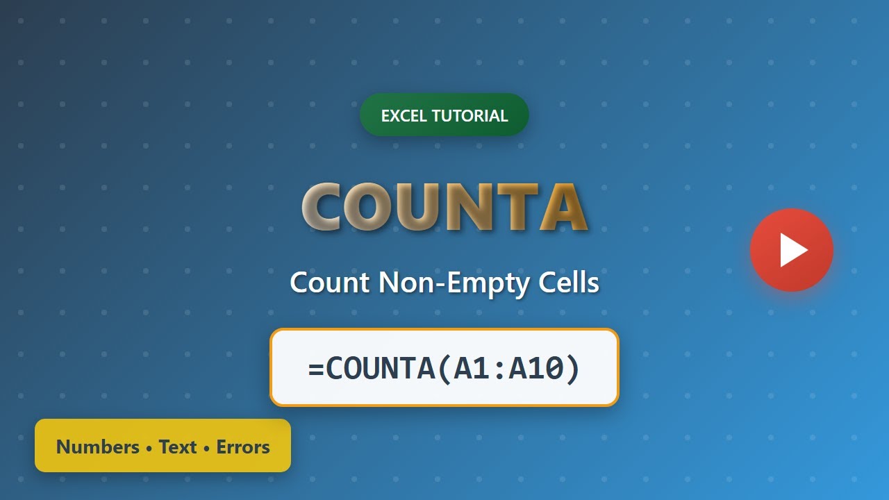 Excel COUNTA Function: Count Non-Empty Cells Easily! - YouTube