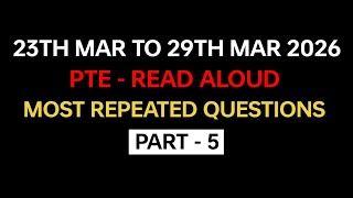 PTE Read Aloud (Part-5) March 2026 - Exam Prediction | Read Aloud PTE 2026 #pte
