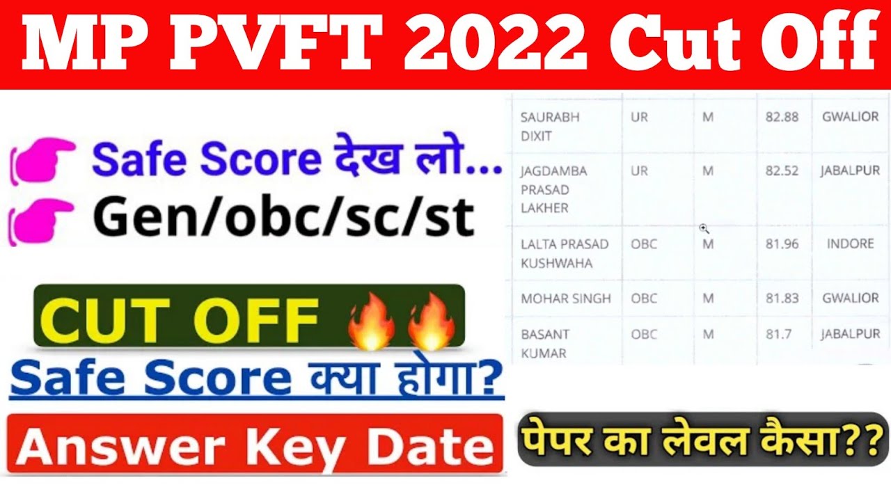 PVFT 2022 Expected Cut off | mp pvft safe Score 2022 | pvft safe Score 2022 | pvft cut off 2022-2023