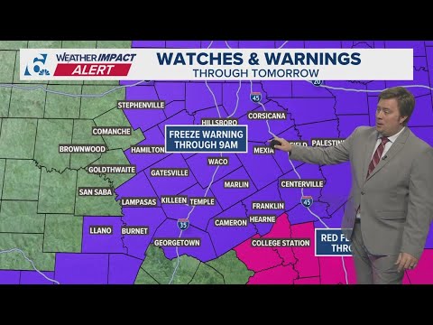 Freeze warning in effect for Central Texas counties | Weather Impact ...