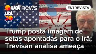 Trump posta imagem de setas apontadas para o Irã em nova ameaça; Trevisan analisa conflito