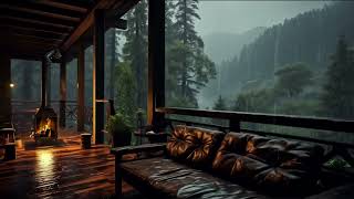 Drenched in Tranquility Balcony Rainstorm with Distant Thunder