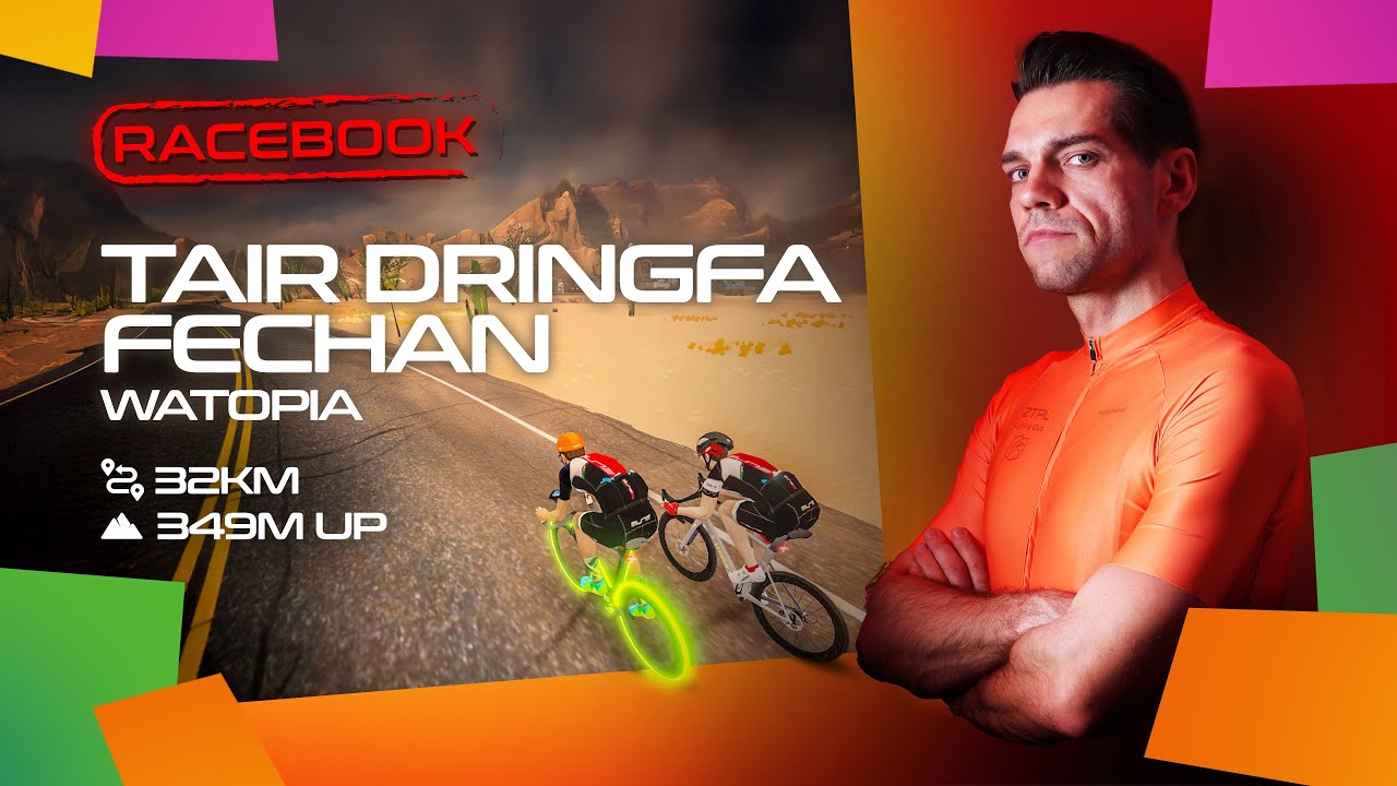 Racebook - Tair Dringfa Fechan (32.0 km / 349 m up) - Zwift Race Recon Guide | 4K 2160p