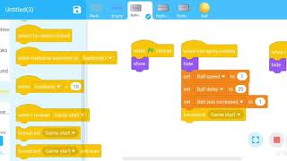 Bounce Mania game using scratch language in mBlock app screenshot 4