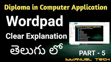 Wordpad tutorial in telugu | Wordpad Class in telugu | By Immanuel Tech