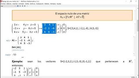 Uso de Wolfram. Rango de una matriz