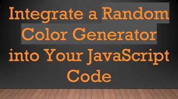 Integrate a Random Color Generator into Your JavaScript Code