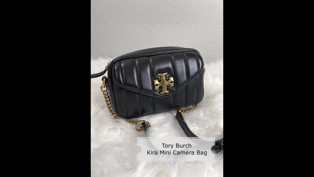 Kira Quilted Leather Camera Bag in Black - Tory Burch