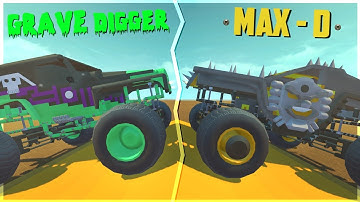 GRAVE DIGGER and MAX-DESTRUCTION Monster Trucks!!! - Scrap Mechanic Creations! - Episode 87