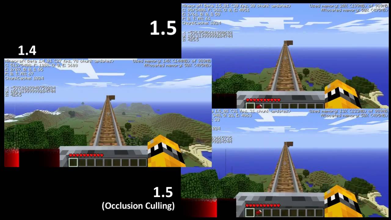 [Minecraft] 1.6 Bug: Chunk Load Comparison - YouTube