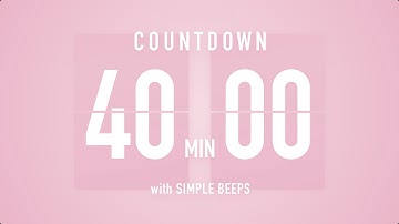 40 Minute Countdown Timer 🌸 Flip Clock with Simple Beeps 🔔