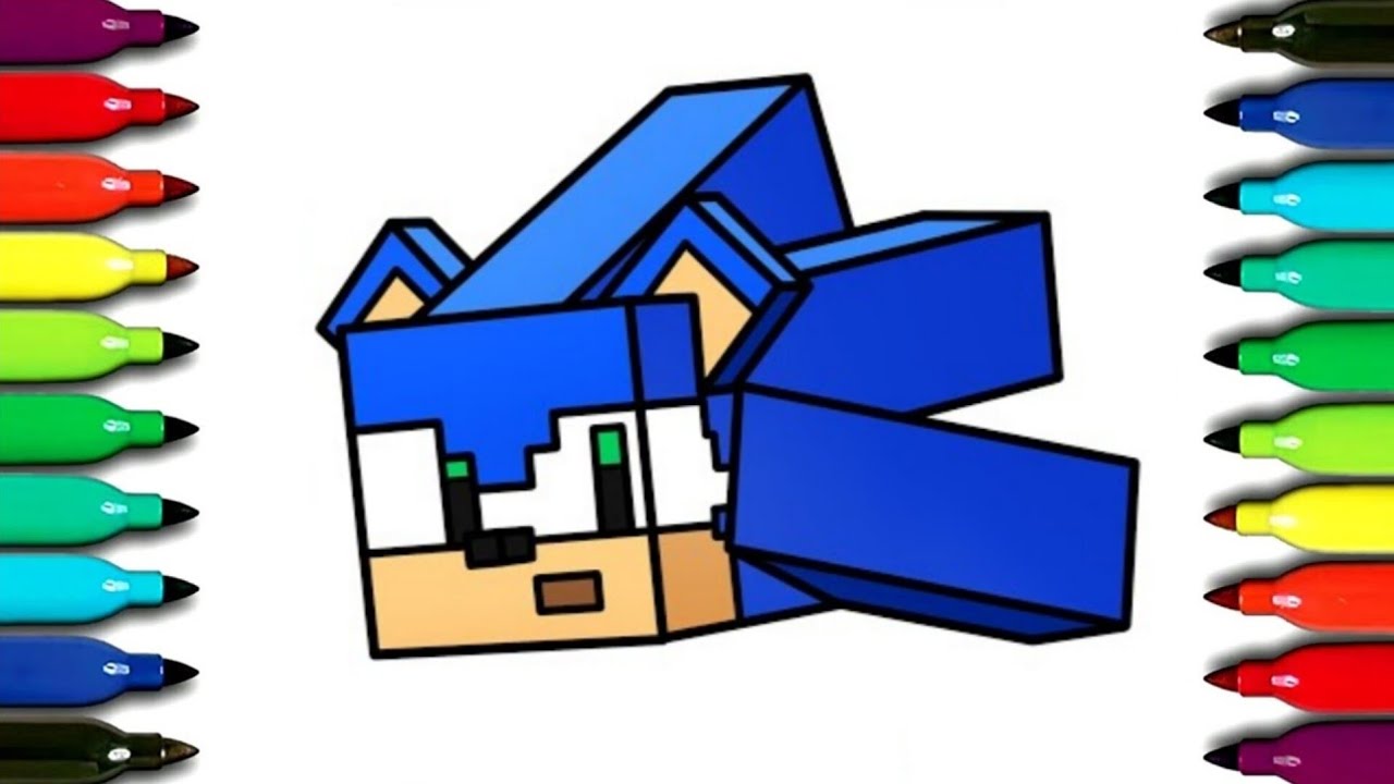 How to draw Sonic but it is Minecraft transformed 