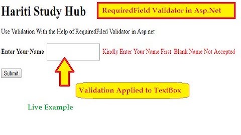 How to Use RequiredField Control For Validation in Asp.Net C# | Hind | Online Learning Classes