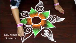 Latest Cute Color rangoli kolam designs by Suneetha || easy n simple small muggulu for Pongal 2019 Latest Cute Color rangoli kolam designs by Suneetha || easy n simple small muggulu for Pongal 2019