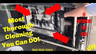 How To Clean a Motor Home RV Radiator/ Condenser... BEST METHOD EVER!