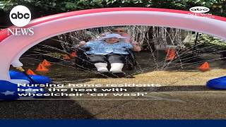 Nursing home residents beat the heat with wheelchair car wash