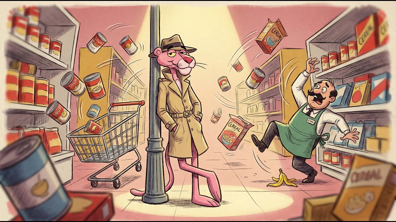Pink Panther Turns a Supermarket Into Total Chaos | Supermarket Pink