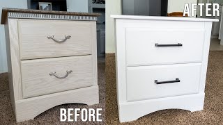 DIY Night Stand Dresser Remodel | Vinyl Contact Paper | Modern Farmhouse Decor | Tiece TV