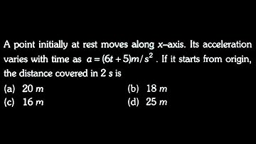 KM DTS 10 Q10 A point initially at rest moves along x-axis. Its acceleration varies with time