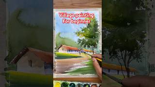 Village watercolour painting #art #watercolourpainting #themohiart #shorts