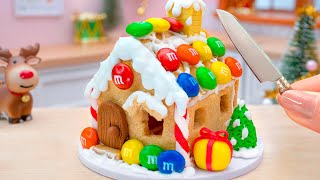 🎄 SWEET Miniature Gingerbread House With M&M's Candy 🎁  Tiny Christmas Cake Decorating by Mini Yummy