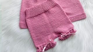 Como Tejer Cubre Pañal, Shorts, Braguitas, Bombachos a juego con vestido Lucy tejido con dos agujas