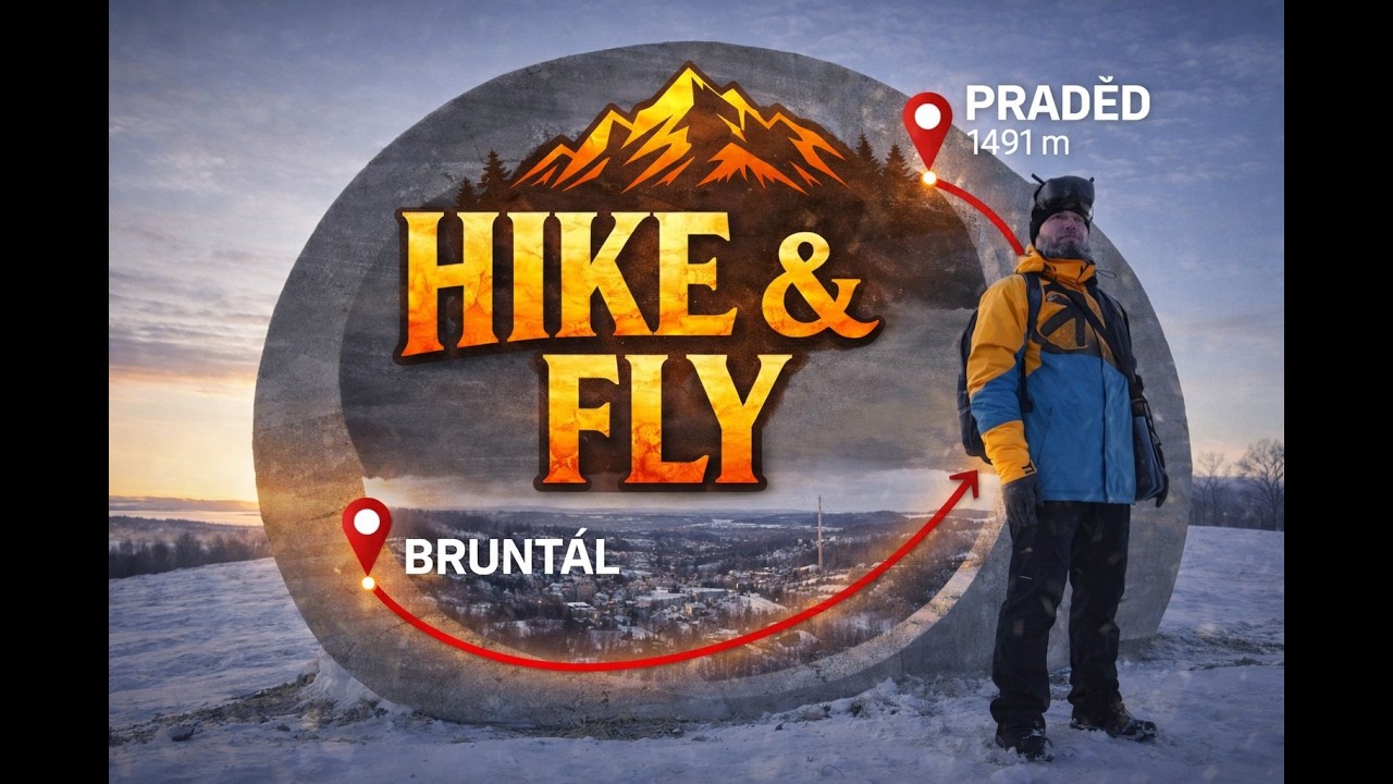 Zimní Hike & Fly z Bruntálu na Praděd přes Jeseníky.