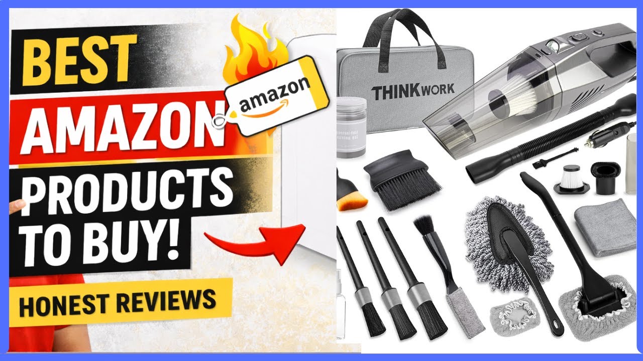 THINKWORK Car Cleaning Kit, Car Vacuum Kit, Gray Car Interior Detailing Kit with 8000PA High Power