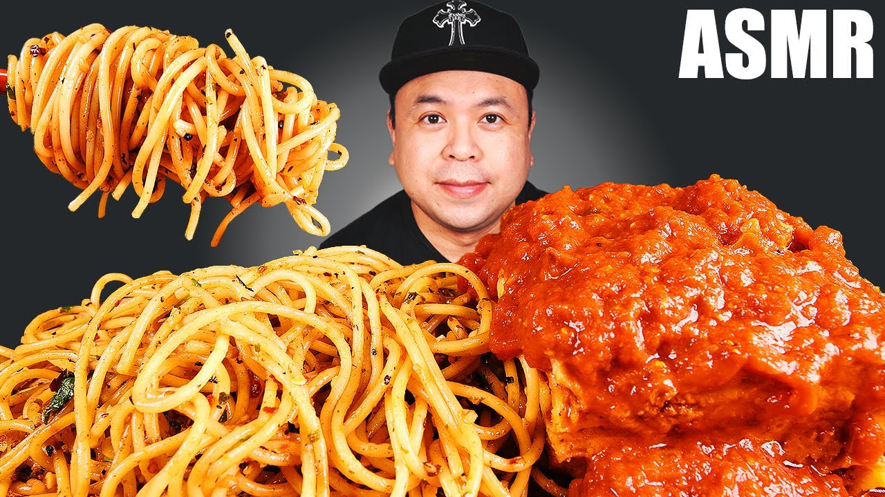 ASMR SPAGHETTI AGLIO OLIO & CHEESE LASAGNA BOLOGNESE MUKBANG (EATING SOUNDS) | ASMR JonOnTable