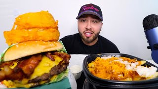 ONION RINGS + CHILI CHEESE FRIES + BACON AVOCADO BURGER MUKBANG