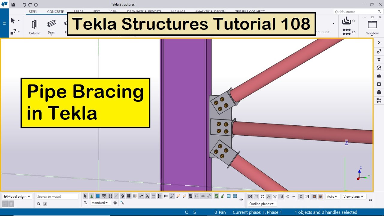 Tekla Structures Tutorial 108 Pipe Bracing in Tekla YouTube