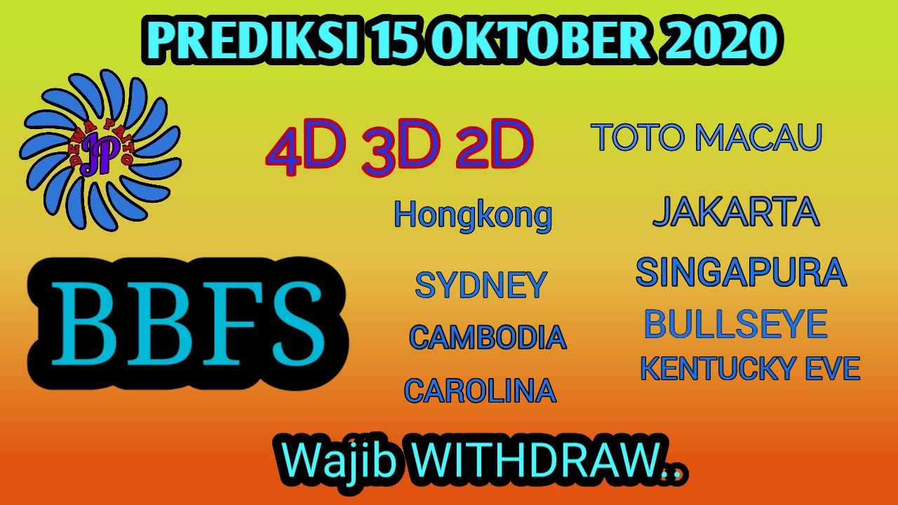 Prediksi 15 Oktober 2020 Bbfs Angka Main Jitu Toto Macau Hongkong Sydney Singapura Youtube