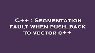 C++ : Segmentation fault when push_back to vector c++