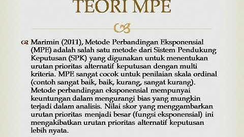METODE PERBANDINGAN EKSPONENSIAL (MPE)