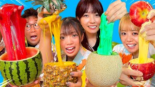 【実験】果物丸ごと！？フルーツスライム作ってみたら想像以上にすごすぎた！！！How To Make Fruits Slime