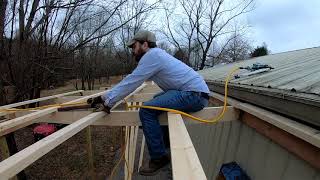 Adding a LeanTo on a Pole Barn Pt. 2  Rafters & Purlins